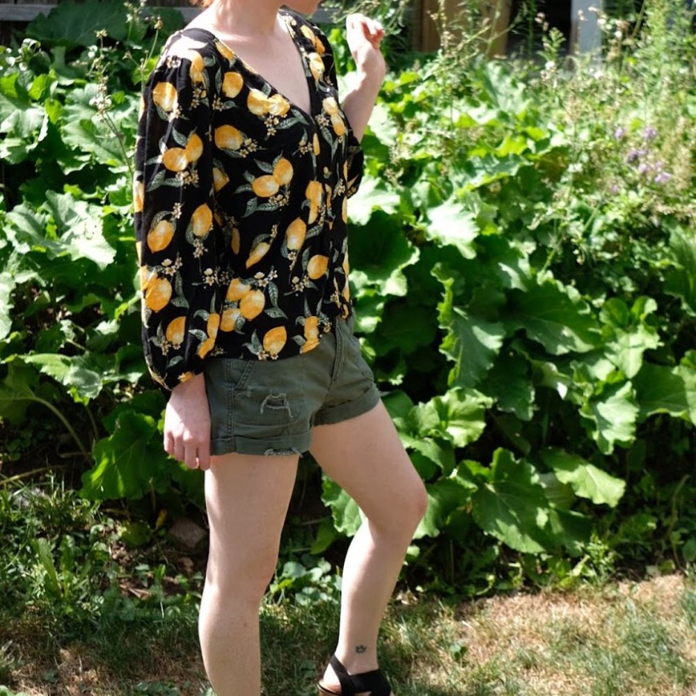 H&M lemon print blouse